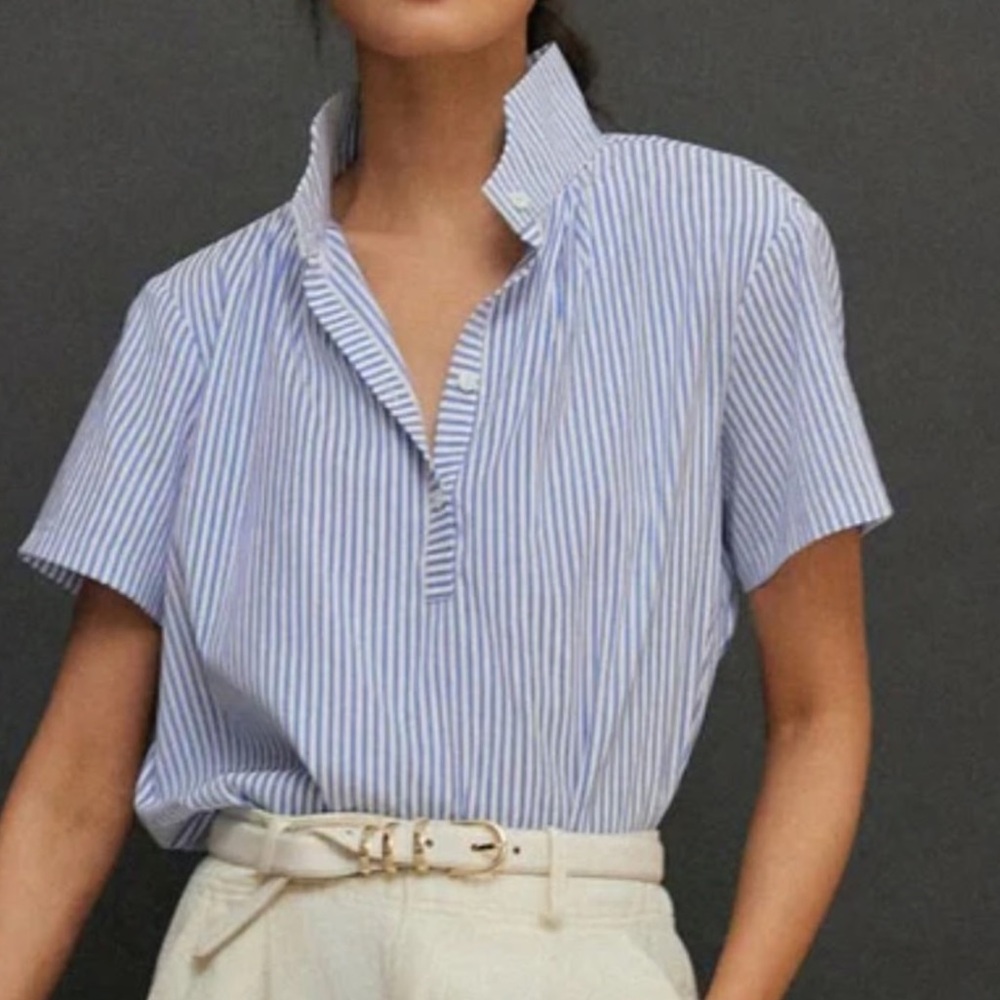 Tuckernuck Blue Striped Women's Blouse, size XS